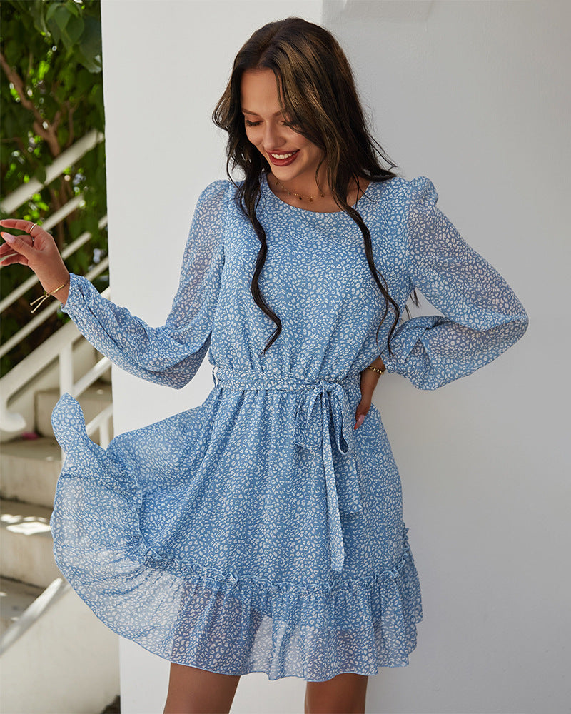 Nothing But Blue Skies Floral Rope Tie Midi Dress Ins Street