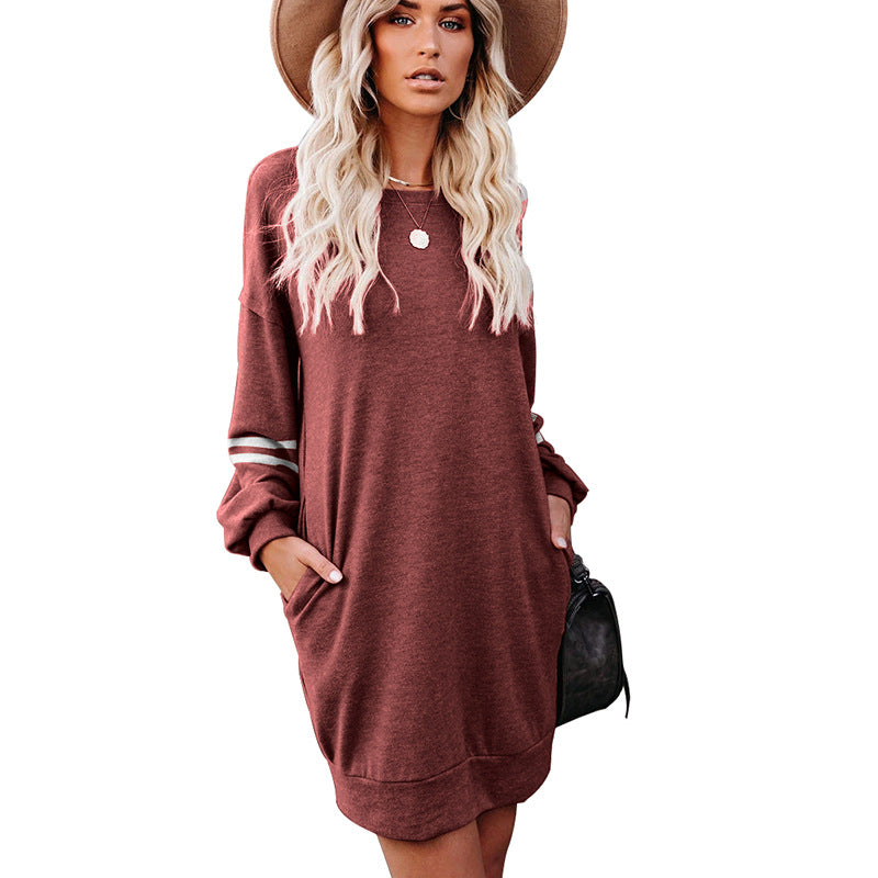 Randy Pocketed Long Sleeve Knit Dress - Marsala - FINAL SALE Ins Street