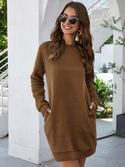 Wichita Cotton Pocketed Sweatshirt Dress - Cappuccino Ins Street