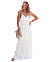 Sunshower Cotton Tiered Maxi Dress - Optic White Ins Street