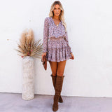 Ortega Printed Adjustable Balloon Sleeve Dress Ins Street