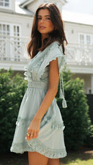 Dance On Air Ruffle Tiered Maxi Dress - Sage - FINAL SALE FATE-001