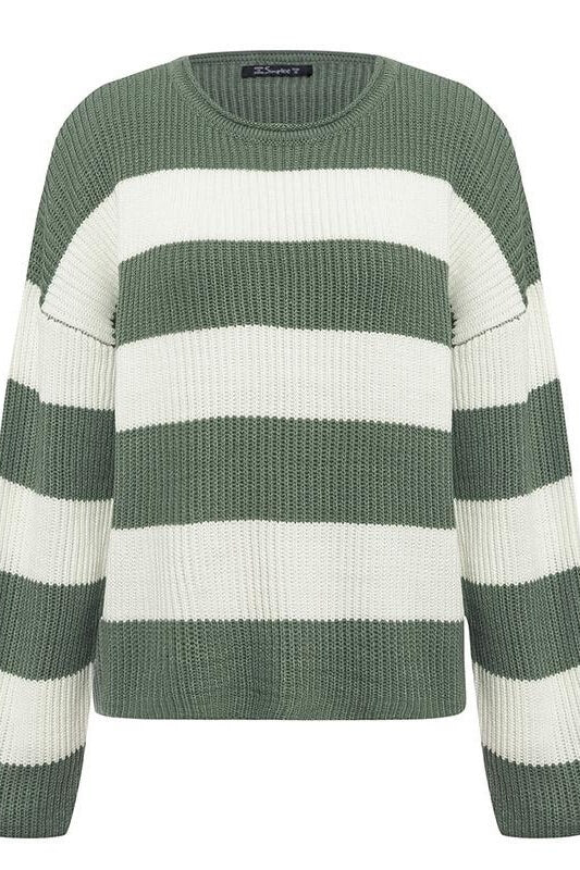 Loose Autumn & Winter Striped Pullover Sweater Ins street