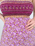 Pink Shirred Ruffled Sleeveless Floral Maxi Dress Kiwidrop