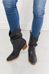 MMShoes Better in Texas Scrunch Cowboy Boots in Navy Ins Street