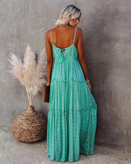 Odessa Metallic Detailed Maxi Dress - Teal Ins Street