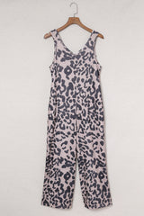 Leopard Sleeveless Wide Leg Jumpsuit Ins Street