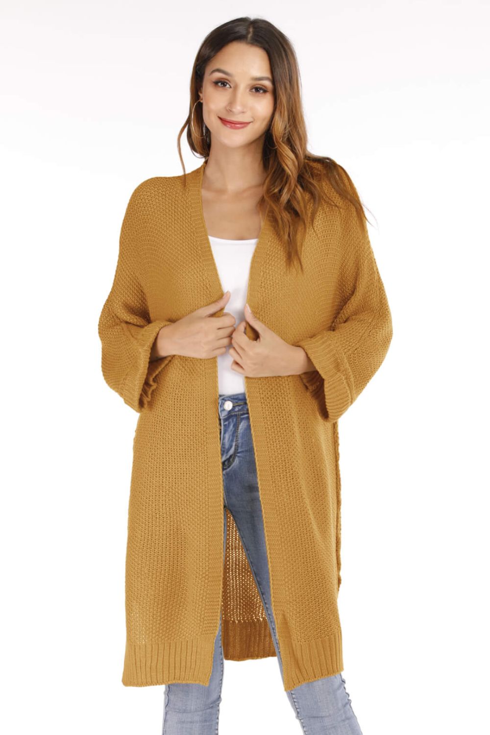 Open Front Slit Exposed Seam Cardigan Ins Street