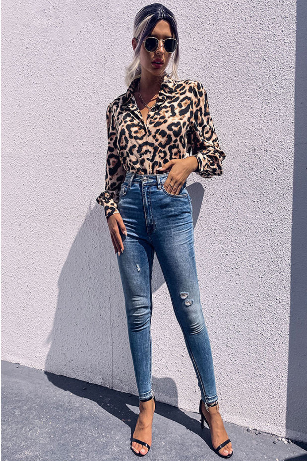 Leopard Printed Button Down Blouse Ins Street