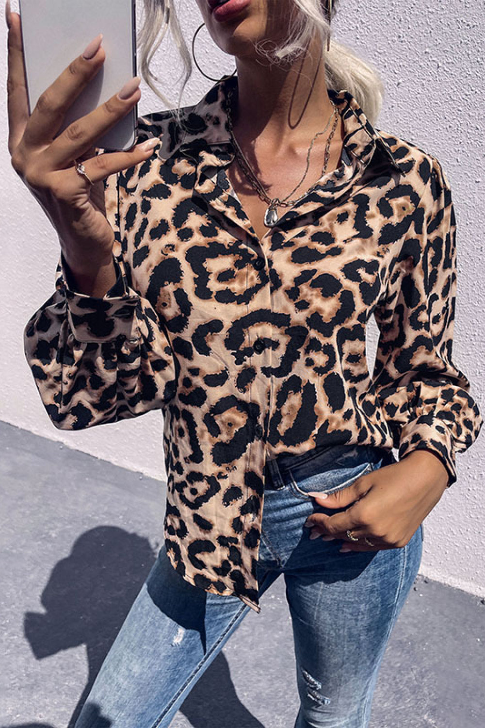 Leopard Printed Button Down Blouse Ins Street