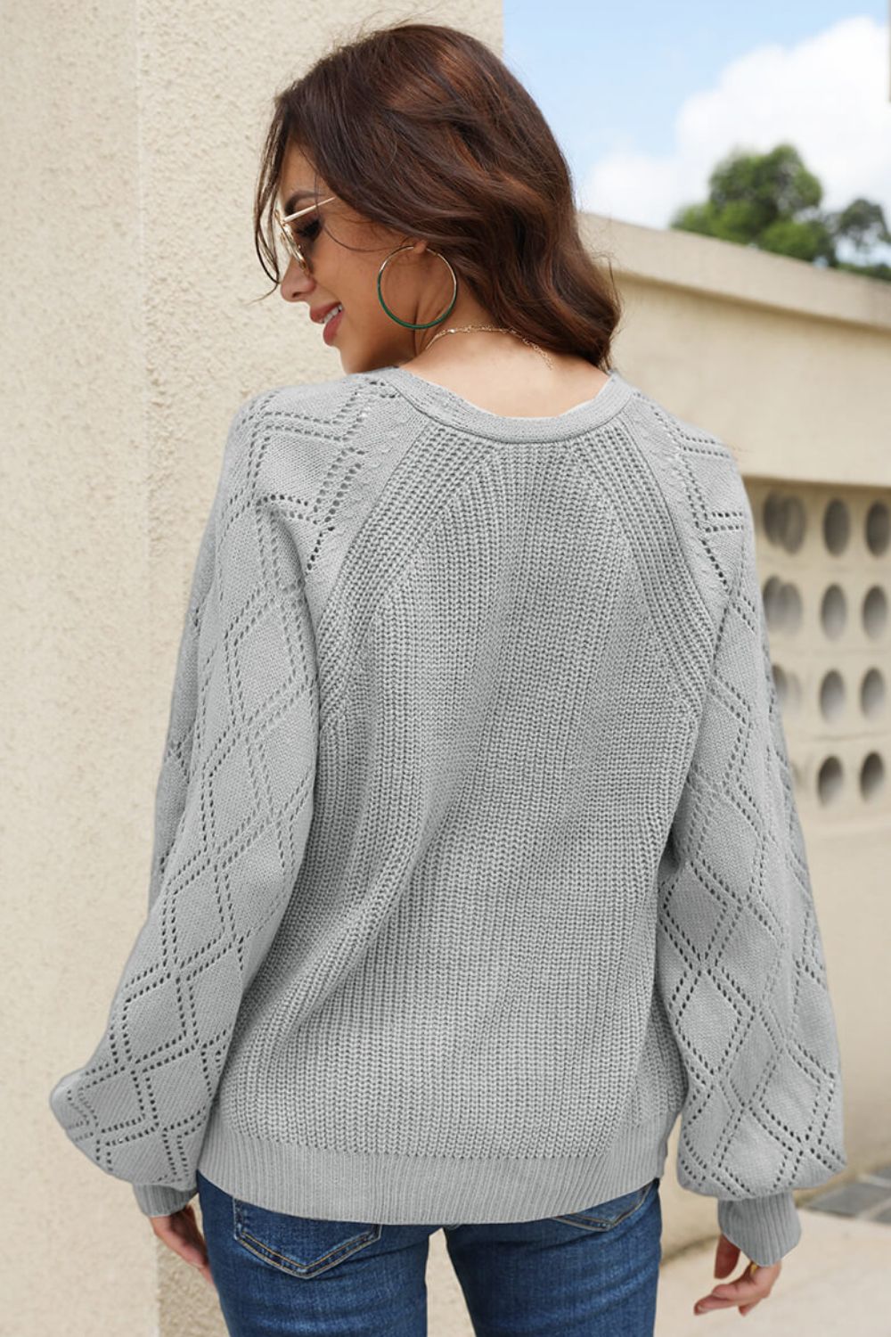 Openwork Raglan Sleeve Cardigan Ins Street