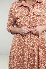 Easel Floral Printed Button Down Shirt Dress Kiwidrop