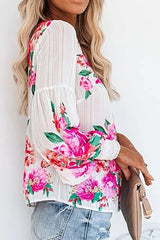 Floral Print Bubble Sleeve Top Ins street