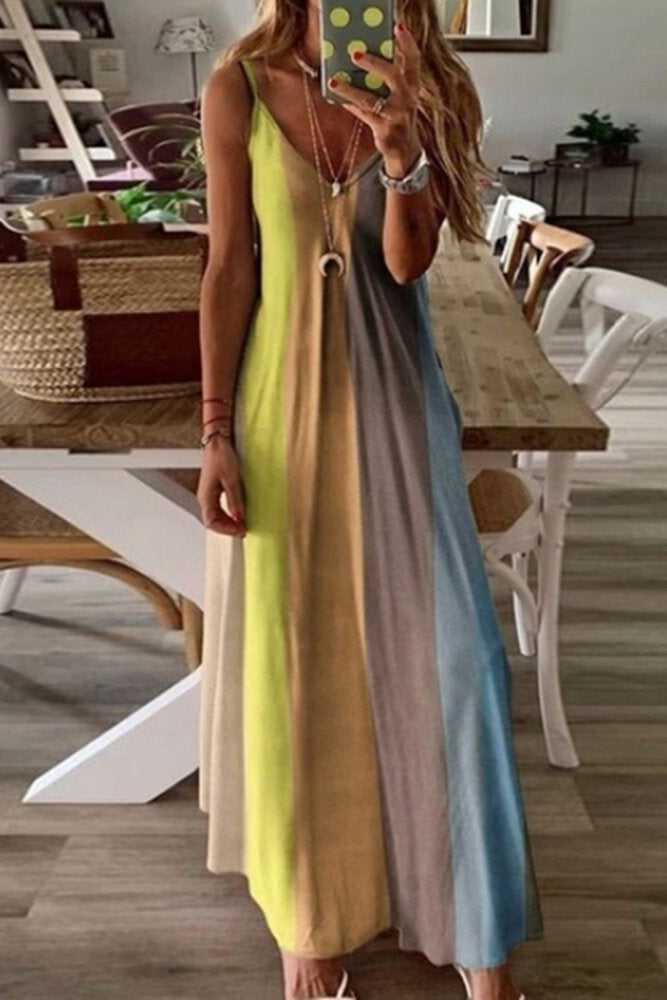 Floor Length Casual Patchwork Cute bohemian Dress Ins street
