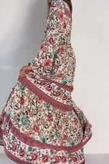Print Floor-Length Long Sleeve Fall Women's Dress Ins street