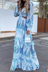 CB Long Sleeve Cutout Maxi Dress Ins street