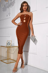 Pica Strapless Cut Out Bandage Dress Ins Street