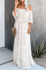 Forever glam ruffled strapless maxi dress Ins street