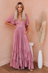 Flowy Tiered Bohemian Maxi Dress Ins street