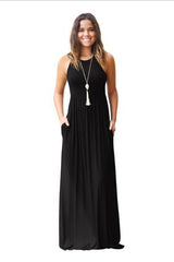 Sleeveless Pocket Maxi Dress Ins street