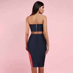 Strapless Sleeveless Slit Midi Bandage Set Ins Street