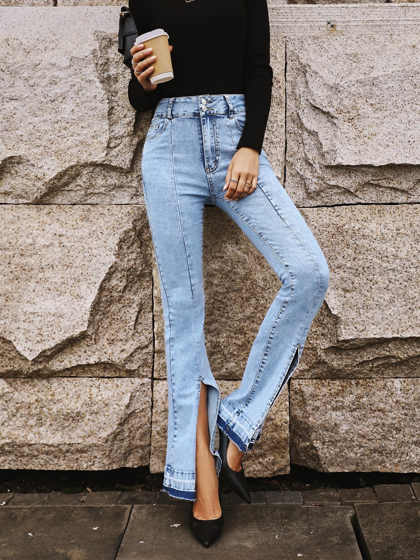 Skinny Wide-leg Denim Trousers 2023-03-14 InsStreet