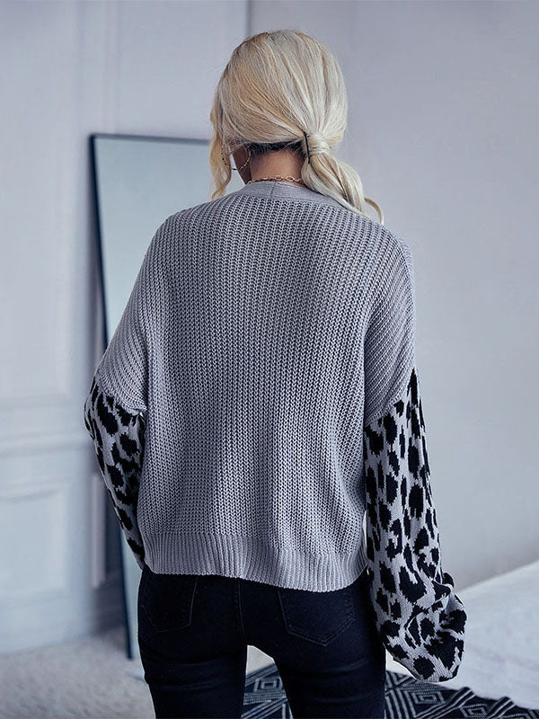 Single-breasted Leopard Print Sweater Jacket 2023-03-14 InsStreet