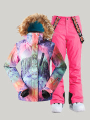 Waterproof Colorful Ski Suit Windproof Snowboard Jacket Pants Sets Ins Street