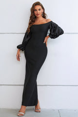 Glen Bubble Sleeve Maxi Bandage Dress Ins Street