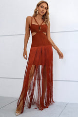 Nalini Asymmetric Fringe Bandage Dress Ins Street