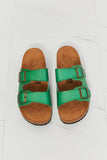 MMShoes Feeling Alive Double Banded Slide Sandals in Mid Green Ins Street
