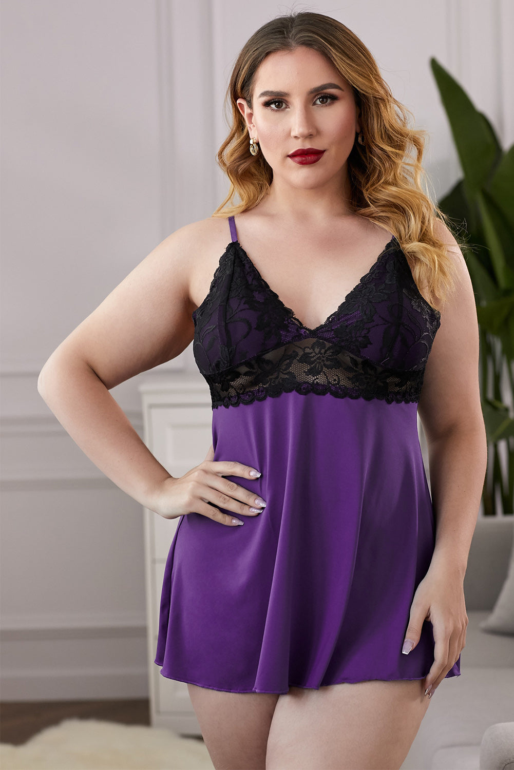 Lace See-Through Plus Size Chemise Ins Street