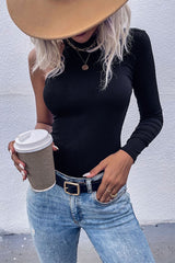 One Shoulder Knitted Bodysuit Ins Street