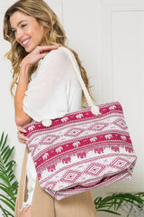 Justin Taylor Printed Tote with Rope Handles Ins Street