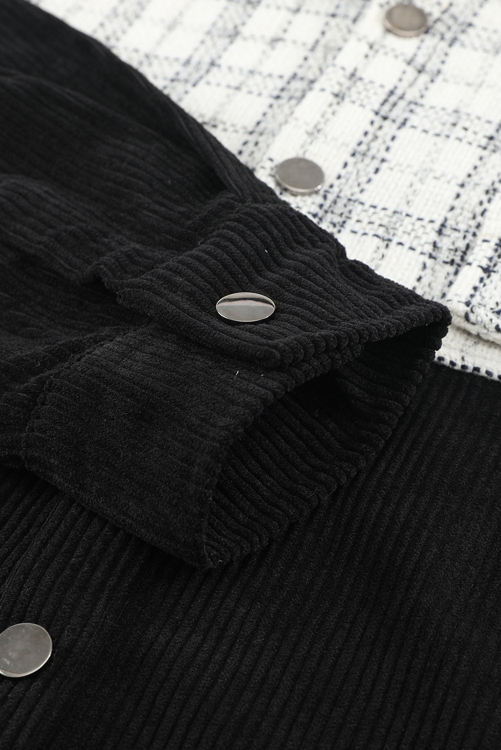 Plaid Color Block Curved Hem Shirt Jacket Ins Street