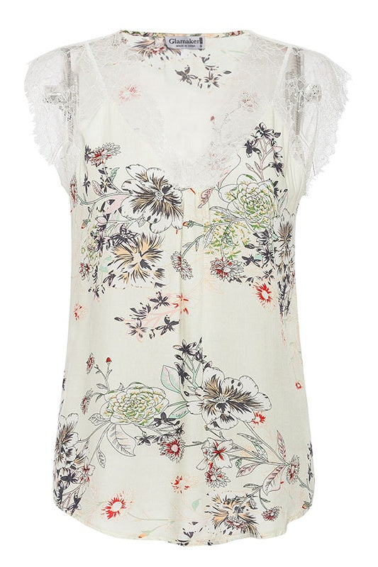 Lace Patchwork Floral Top Ins street