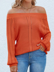 Mixed Knit Off-Shoulder Tunic Sweater Ins Street