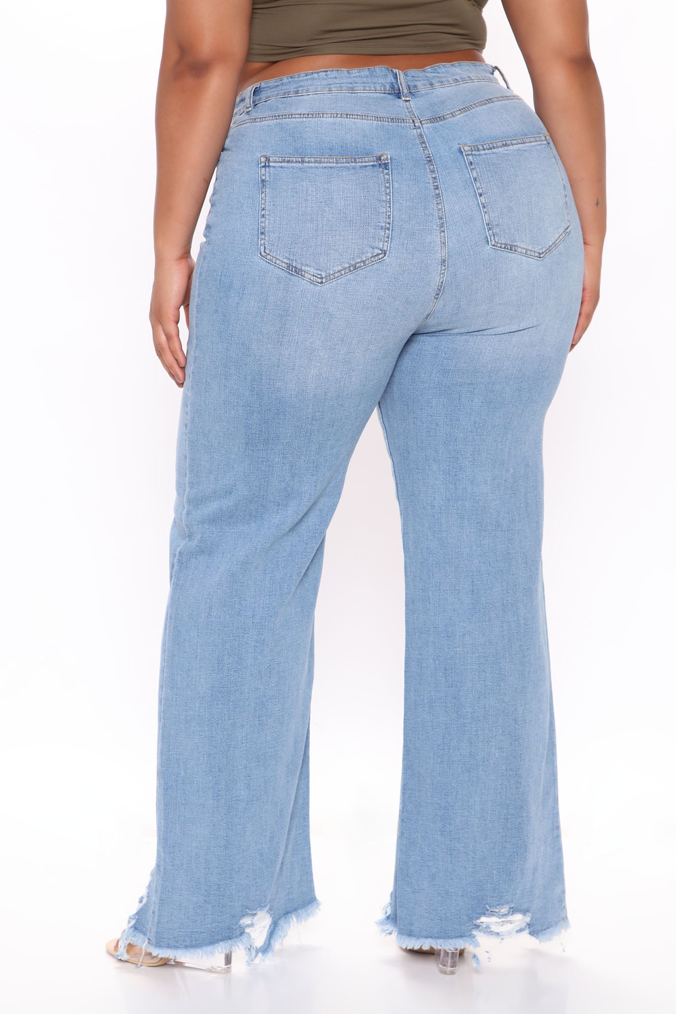 Malibu Weekend Destroy Hem Jeans - Light Blue Wash Ins Street