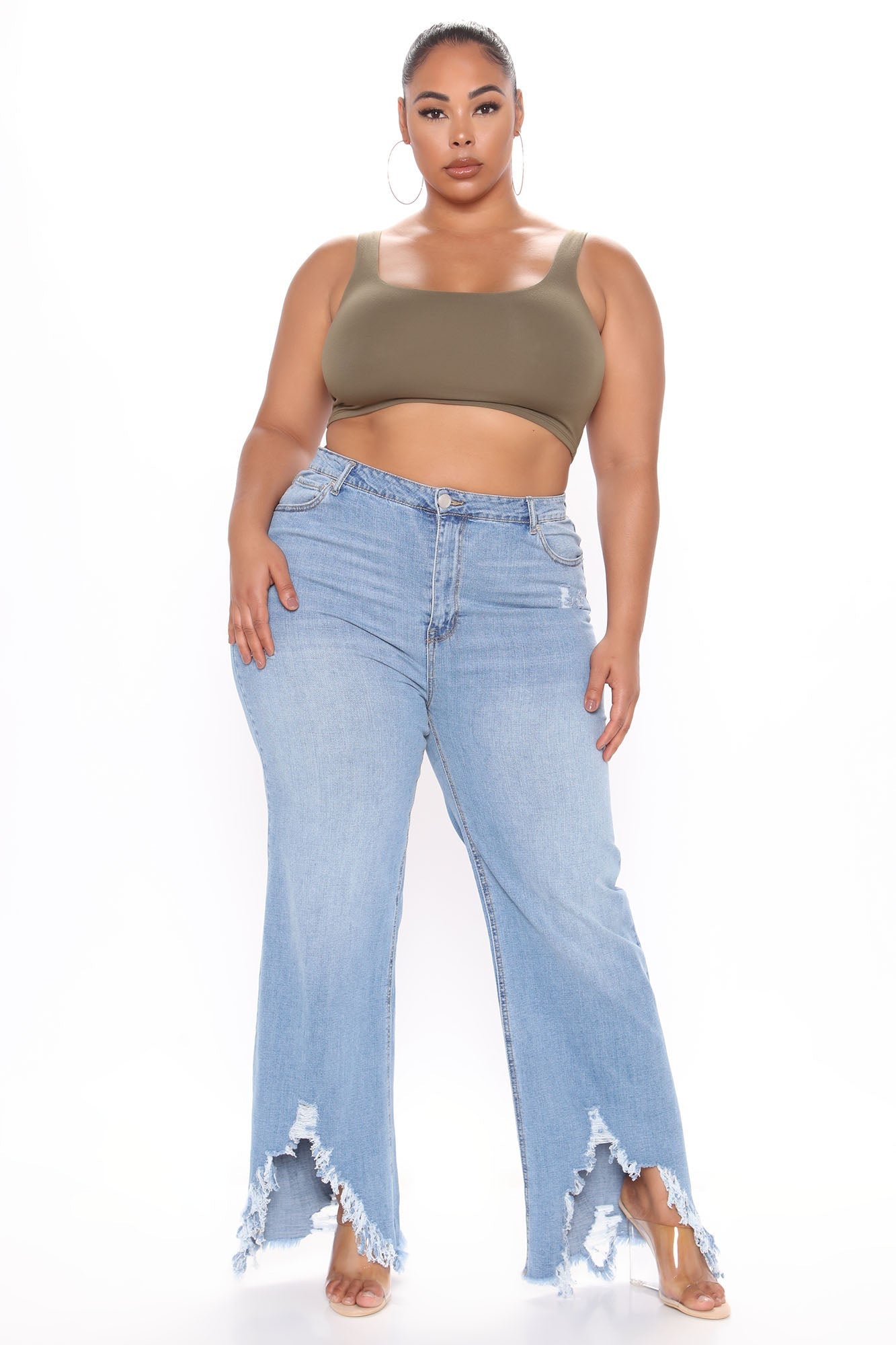 Malibu Weekend Destroy Hem Jeans - Light Blue Wash Ins Street