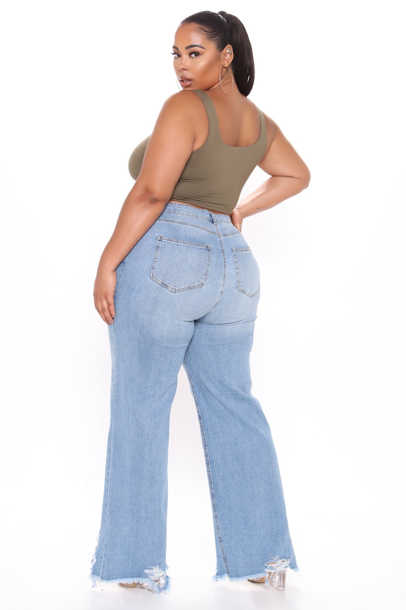 Malibu Weekend Destroy Hem Jeans - Light Blue Wash Ins Street