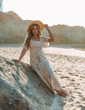 Maynard Printed Smocked Maxi Dress - Cream Ins Street