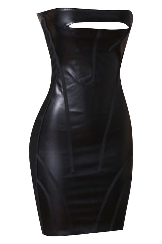 Lamiaya Leather Strapless Mini Dress Ins Street