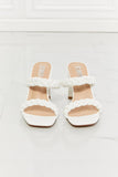 MMShoes In Love Double Braided Block Heel Sandal in White Ins Street