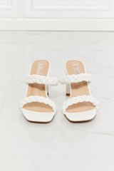 MMShoes In Love Double Braided Block Heel Sandal in White Ins Street