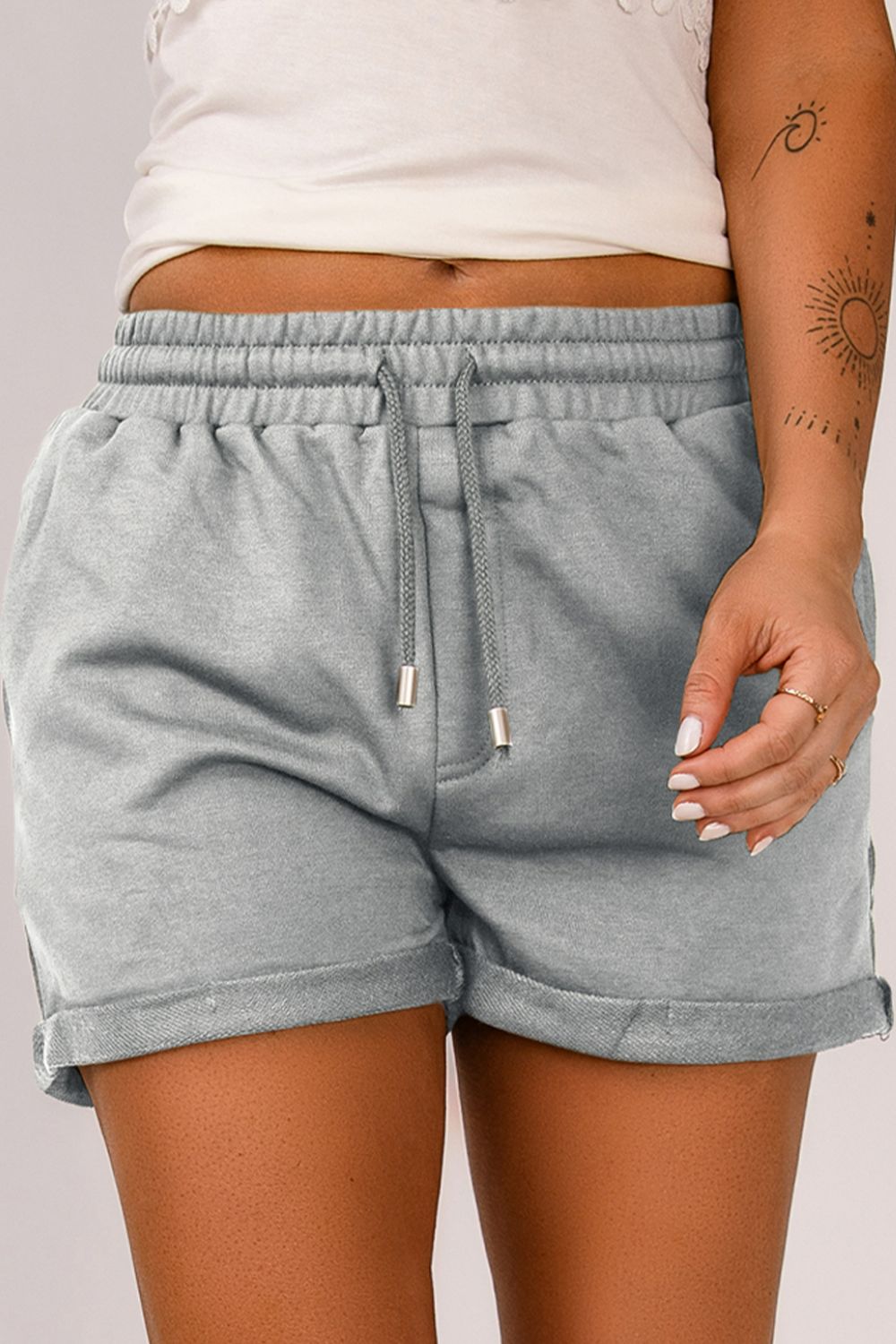 Drawstring Cuffed Shorts with Pockets Ins Street