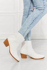 MMShoes Watertower Town Faux Leather Western Ankle Boots in White Ins Street