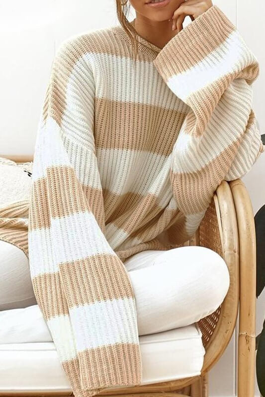 Loose Autumn & Winter Striped Pullover Sweater Ins street