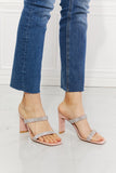 MMShoes Leave A Little Sparkle Rhinestone Block Heel Sandal in Pink Ins Street