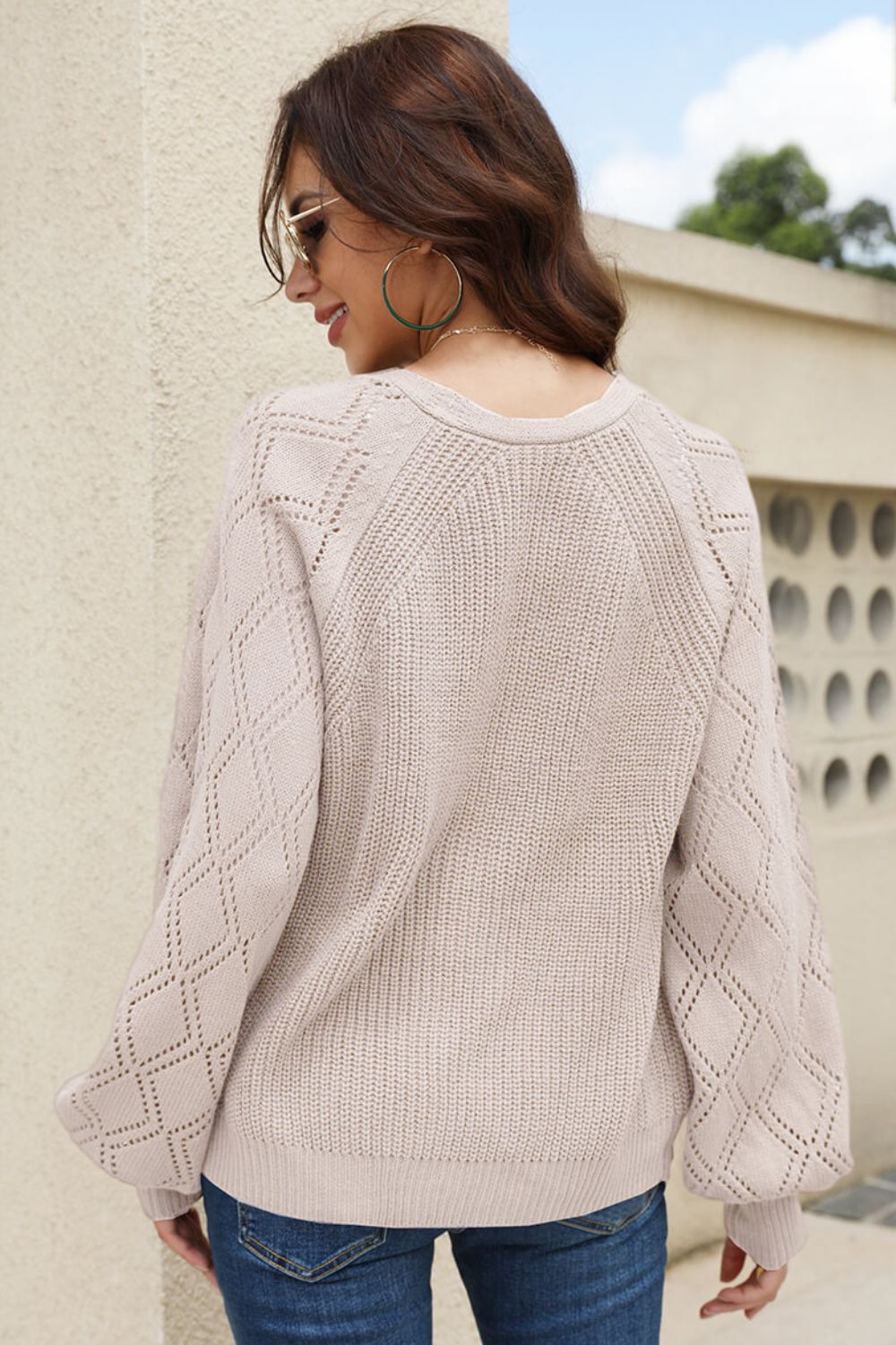 Openwork Raglan Sleeve Cardigan Ins Street