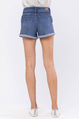 Mid-Rise Maternity Cuffed Denim Shorts Ins Street